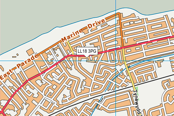 LL18 3PG map - OS VectorMap District (Ordnance Survey)