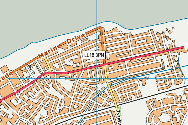 LL18 3PN map - OS VectorMap District (Ordnance Survey)
