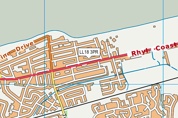 LL18 3PR map - OS VectorMap District (Ordnance Survey)
