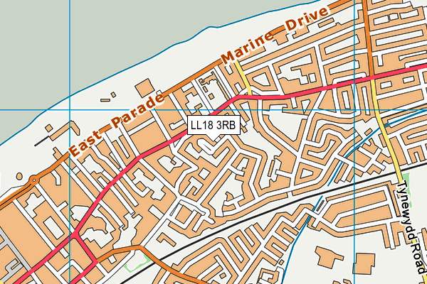 LL18 3RB map - OS VectorMap District (Ordnance Survey)