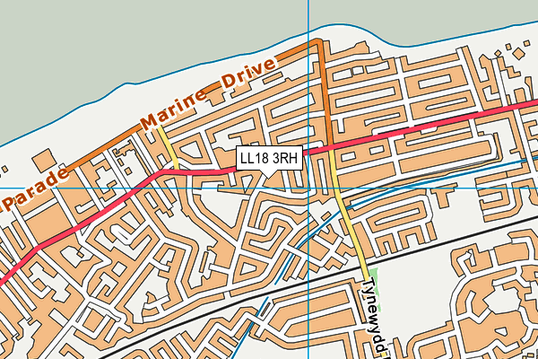 LL18 3RH map - OS VectorMap District (Ordnance Survey)