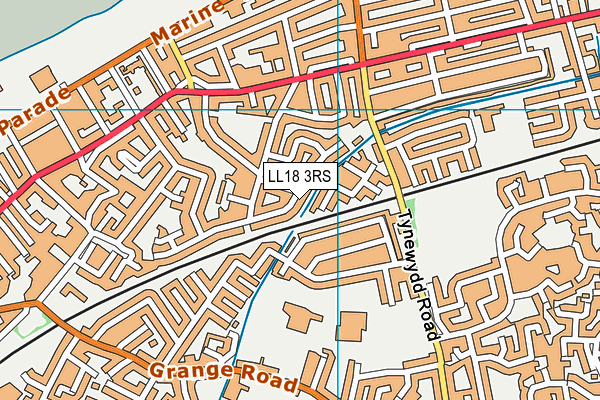 LL18 3RS map - OS VectorMap District (Ordnance Survey)