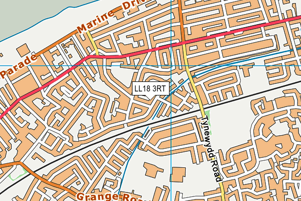 LL18 3RT map - OS VectorMap District (Ordnance Survey)