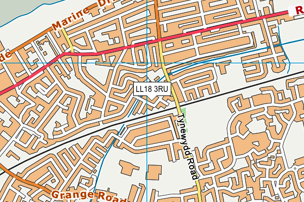 LL18 3RU map - OS VectorMap District (Ordnance Survey)
