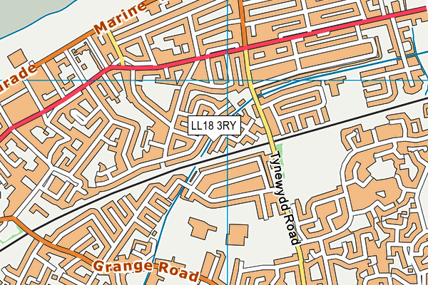 LL18 3RY map - OS VectorMap District (Ordnance Survey)