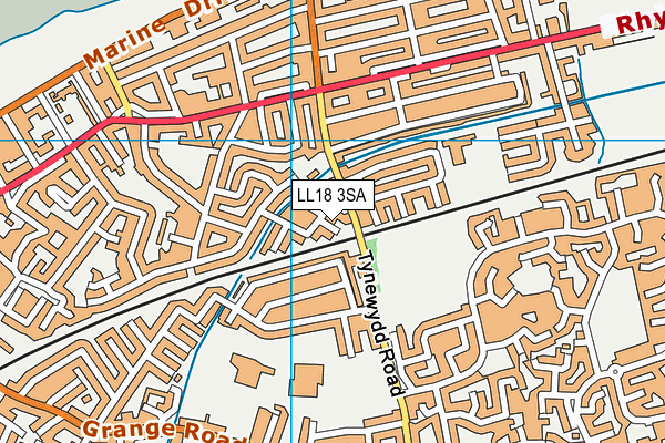 LL18 3SA map - OS VectorMap District (Ordnance Survey)