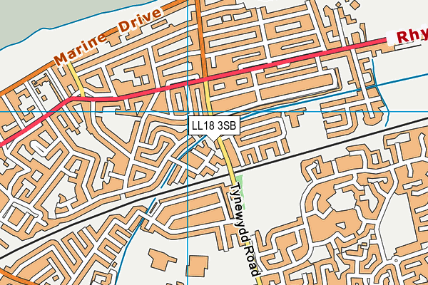 LL18 3SB map - OS VectorMap District (Ordnance Survey)