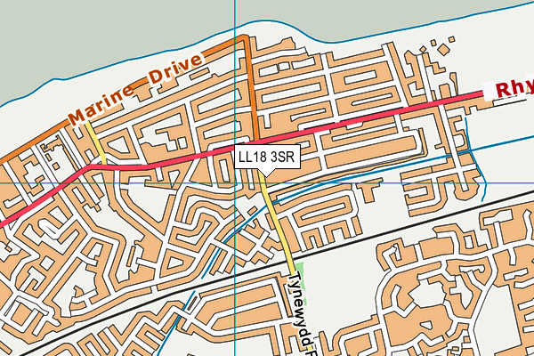 LL18 3SR map - OS VectorMap District (Ordnance Survey)