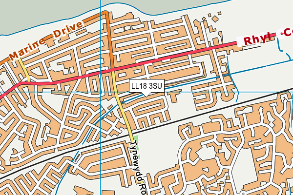 LL18 3SU map - OS VectorMap District (Ordnance Survey)