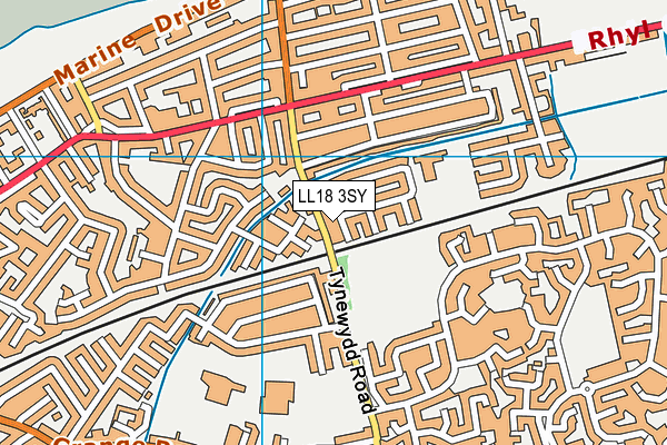LL18 3SY map - OS VectorMap District (Ordnance Survey)