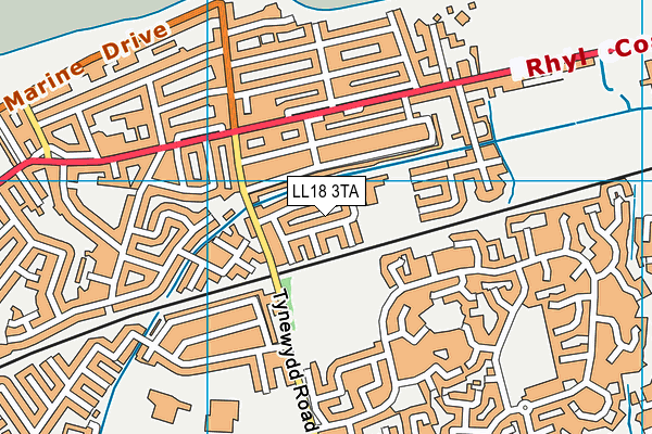 LL18 3TA map - OS VectorMap District (Ordnance Survey)