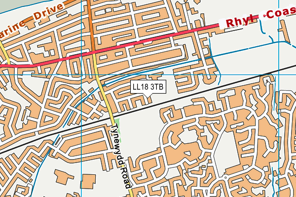 LL18 3TB map - OS VectorMap District (Ordnance Survey)