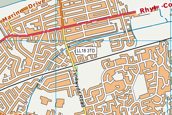 LL18 3TD map - OS VectorMap District (Ordnance Survey)