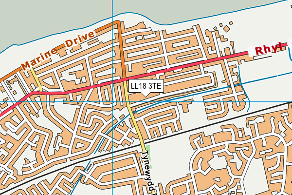 LL18 3TE map - OS VectorMap District (Ordnance Survey)