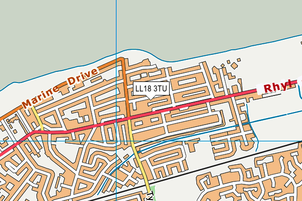 LL18 3TU map - OS VectorMap District (Ordnance Survey)