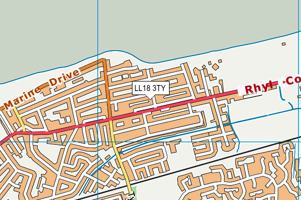 LL18 3TY map - OS VectorMap District (Ordnance Survey)