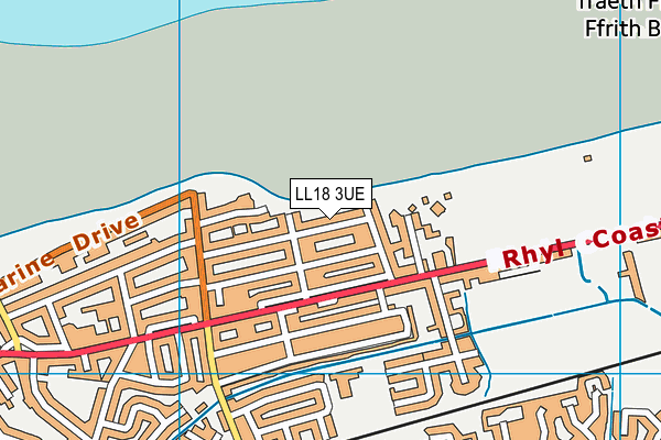 LL18 3UE map - OS VectorMap District (Ordnance Survey)