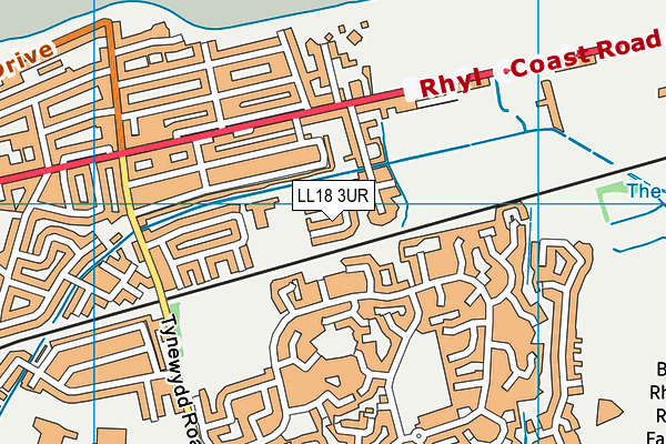 LL18 3UR map - OS VectorMap District (Ordnance Survey)