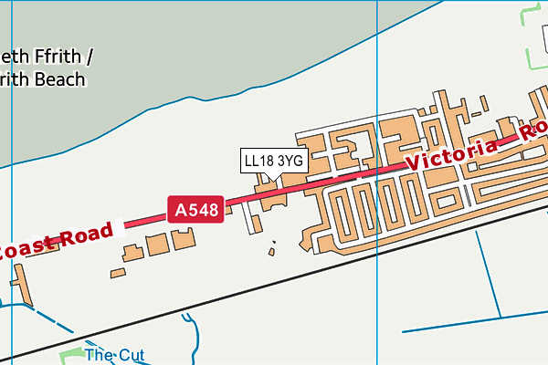 LL18 3YG map - OS VectorMap District (Ordnance Survey)