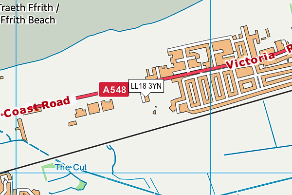 LL18 3YN map - OS VectorMap District (Ordnance Survey)