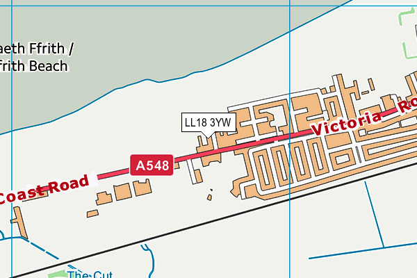 LL18 3YW map - OS VectorMap District (Ordnance Survey)