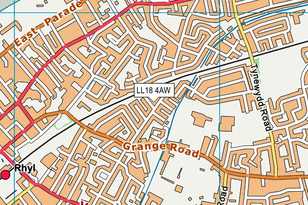 LL18 4AW map - OS VectorMap District (Ordnance Survey)