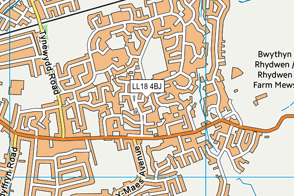 LL18 4BJ map - OS VectorMap District (Ordnance Survey)