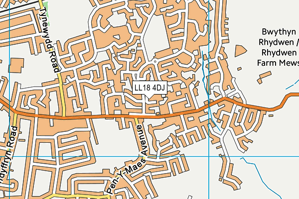 LL18 4DJ map - OS VectorMap District (Ordnance Survey)