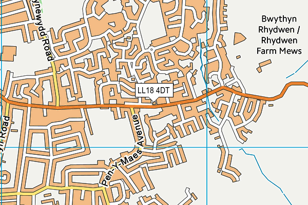 LL18 4DT map - OS VectorMap District (Ordnance Survey)