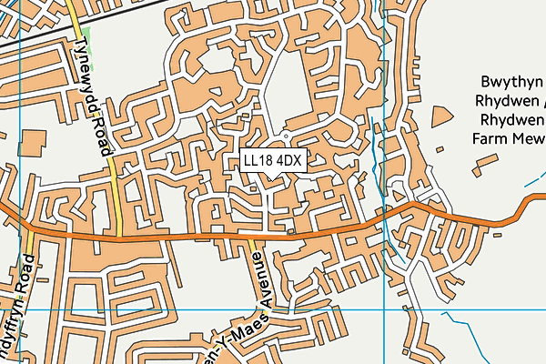 LL18 4DX map - OS VectorMap District (Ordnance Survey)