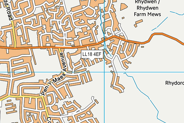 LL18 4EF map - OS VectorMap District (Ordnance Survey)