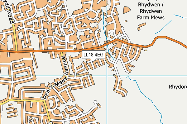 LL18 4EG map - OS VectorMap District (Ordnance Survey)