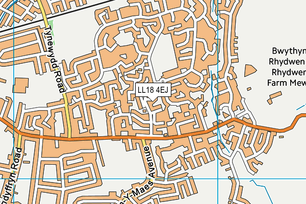 LL18 4EJ map - OS VectorMap District (Ordnance Survey)
