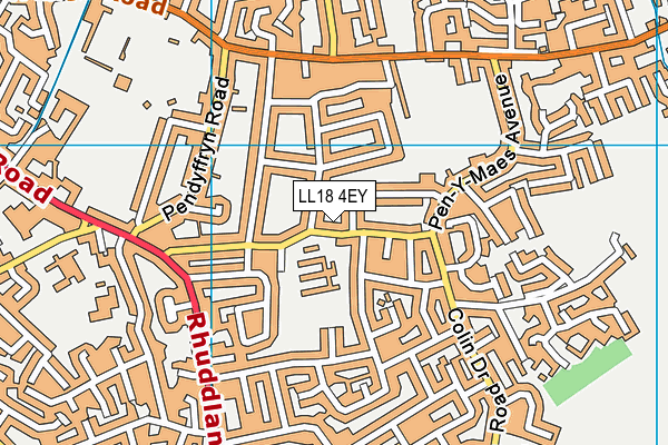 LL18 4EY map - OS VectorMap District (Ordnance Survey)