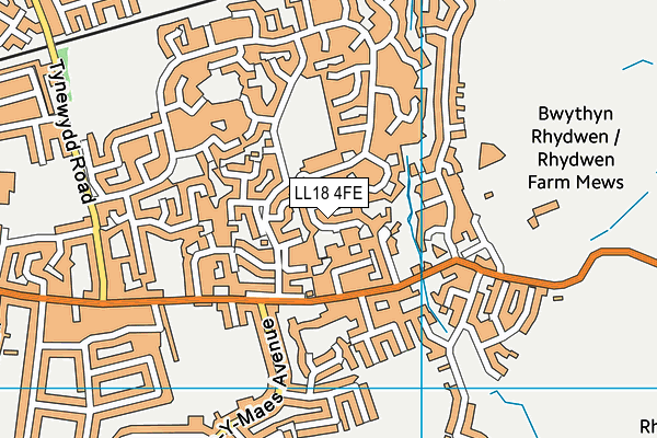 LL18 4FE map - OS VectorMap District (Ordnance Survey)