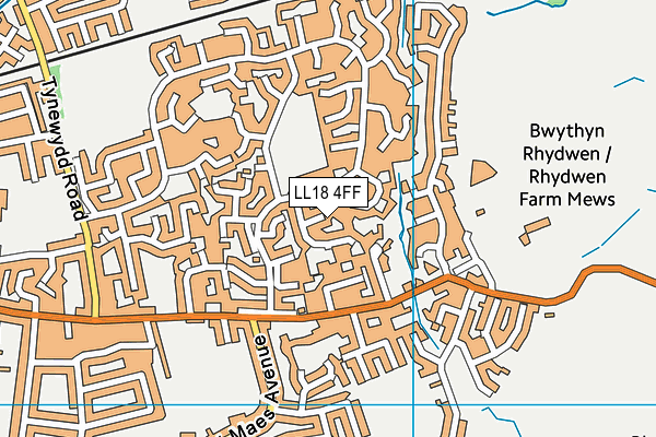 LL18 4FF map - OS VectorMap District (Ordnance Survey)