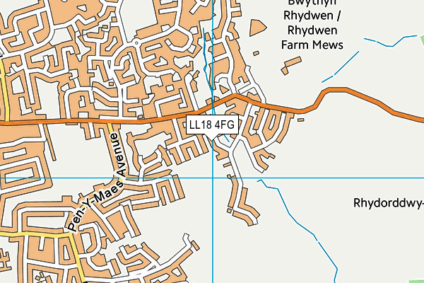 LL18 4FG map - OS VectorMap District (Ordnance Survey)