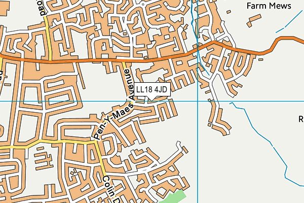 LL18 4JD map - OS VectorMap District (Ordnance Survey)