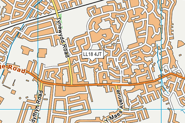 LL18 4JT map - OS VectorMap District (Ordnance Survey)