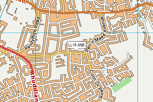 LL18 4NB map - OS VectorMap District (Ordnance Survey)