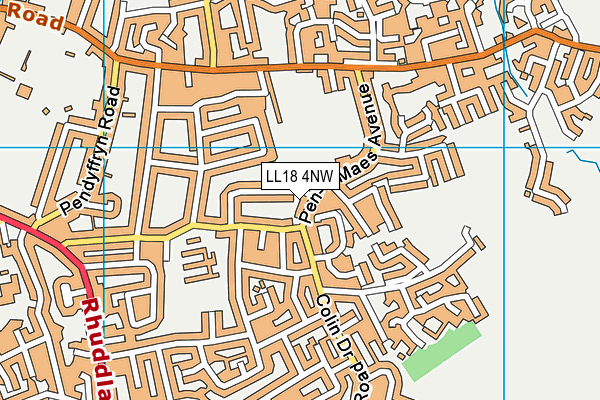 LL18 4NW map - OS VectorMap District (Ordnance Survey)