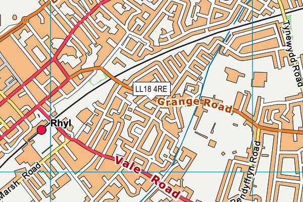 LL18 4RE map - OS VectorMap District (Ordnance Survey)