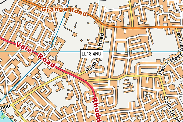 LL18 4RU map - OS VectorMap District (Ordnance Survey)