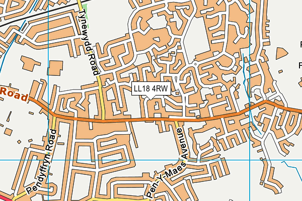 LL18 4RW map - OS VectorMap District (Ordnance Survey)