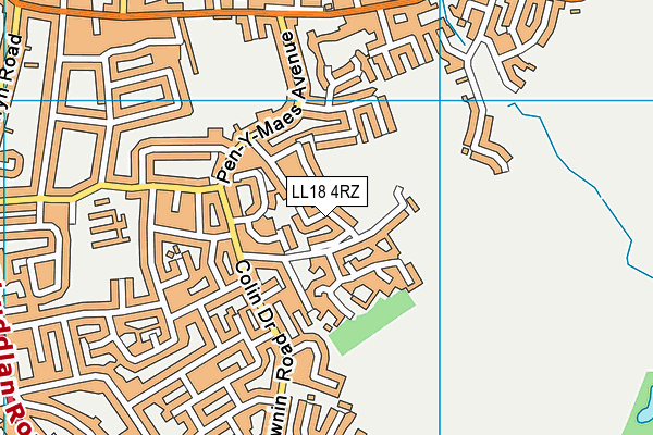 LL18 4RZ map - OS VectorMap District (Ordnance Survey)