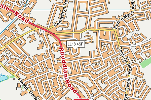 LL18 4SF map - OS VectorMap District (Ordnance Survey)