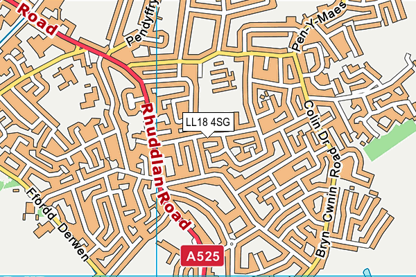 LL18 4SG map - OS VectorMap District (Ordnance Survey)