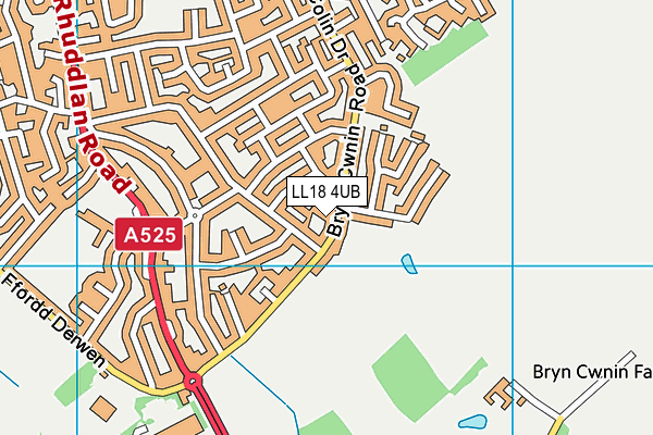 LL18 4UB map - OS VectorMap District (Ordnance Survey)