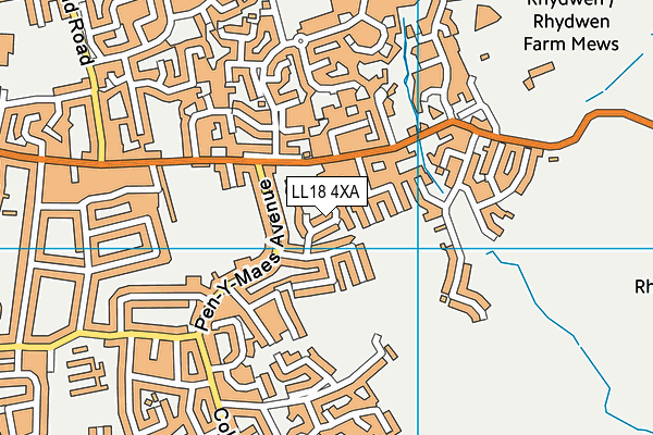 LL18 4XA map - OS VectorMap District (Ordnance Survey)