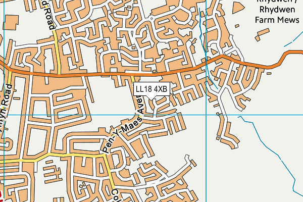 LL18 4XB map - OS VectorMap District (Ordnance Survey)